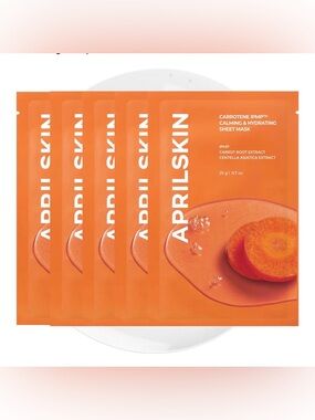 Korean Sheet Masks - Carrotene Calming & Hydrating - Set of 5